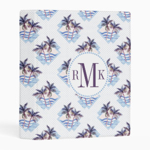 Watercolor Purple Geometric Palm Tree Pattern Mini Binder