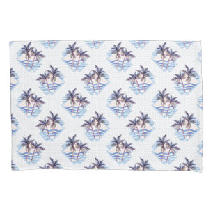 Watercolor Purple Geometric Palm Tree Pattern Pillowcase