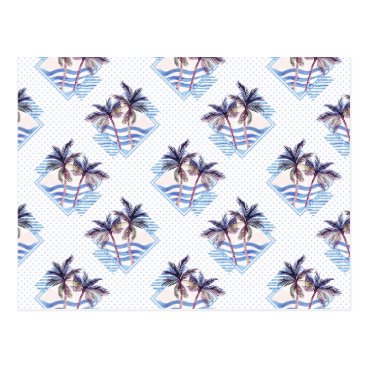 Watercolor Purple Geometric Palm Tree Pattern Postcard Watercolor Purple Geometric Palm Tree Pattern Postcard