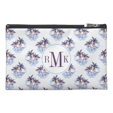 Watercolor Purple Geometric Palm Tree Pattern Travel Accessory Bag Watercolor Purple Geometric Palm Tree Pattern Travel Accessory Bag