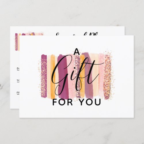 Watercolor Purple  Gold Gift Certificate Card