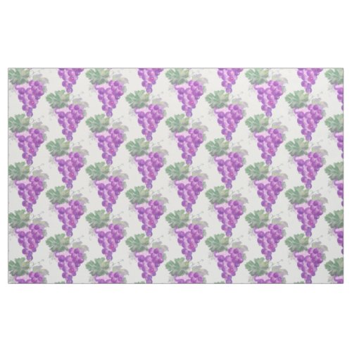 Watercolor Purple Grape Cluster Art Fabric