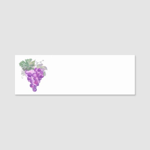 Watercolor Purple Grape Cluster Art Name Tag