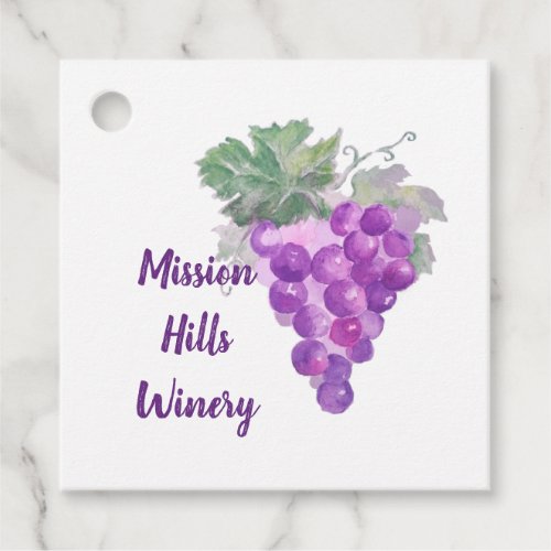 Watercolor Purple Grape Cluster Custom Winery Favor Tags