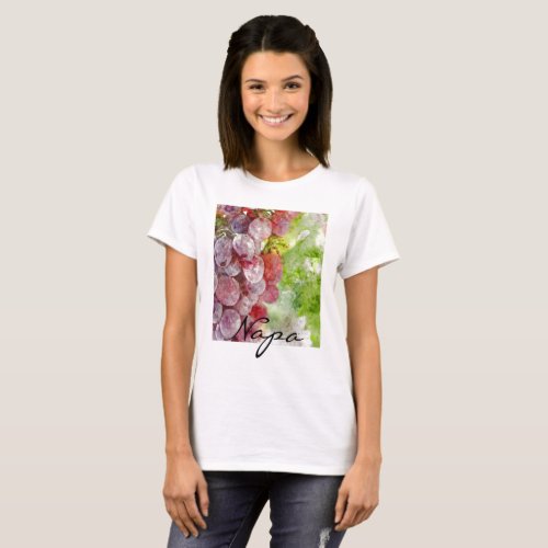 Watercolor Purple Grapes from Napa Valley T_Shirt