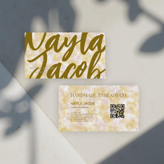 Watercolor Purple & Green Handmade Clothing  Business Card