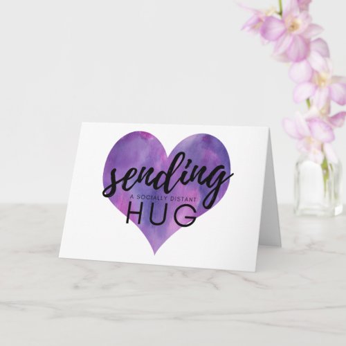 Watercolor Purple Heart Social Distancing Hug Card