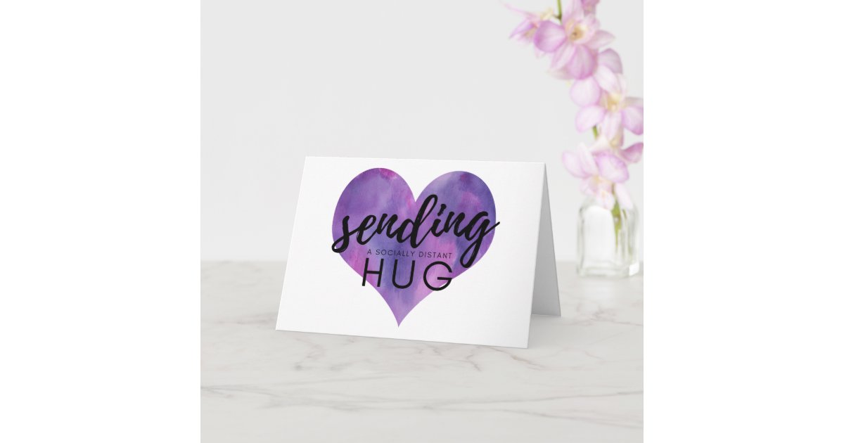 Watercolor Purple Heart Social Distancing Hug Card | Zazzle