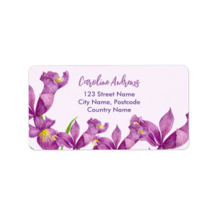 Watercolor Purple Iris Botanical Address Label