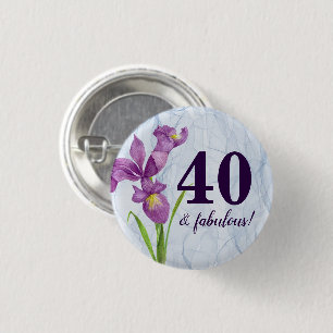 Watercolor Purple Iris Botanical Floral Organza Button