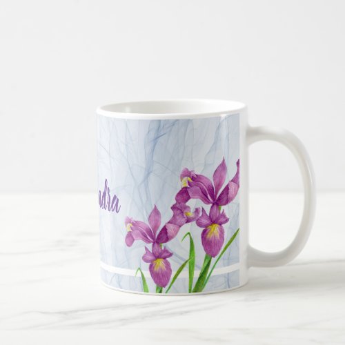 Watercolor Purple Iris Botanical Organza Fabric Coffee Mug