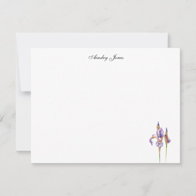 Watercolor purple Iris flower Thank You Card (Front)