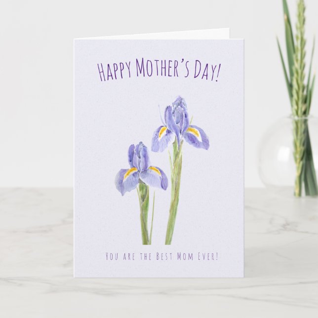 watercolor purple iris Mother's Day  greeting card (Front)