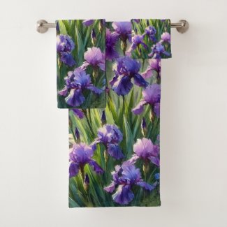 Watercolor Purple Irises Floral 
