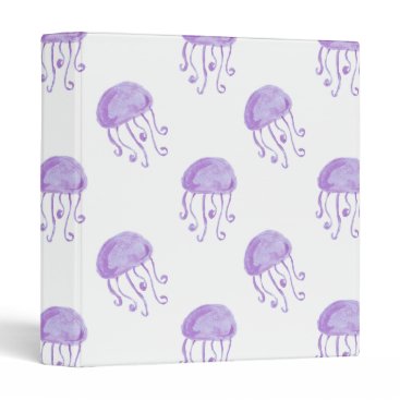 watercolor purple jellyfish beach design binder