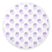 watercolor purple jellyfish beach design ceramic knob