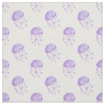 watercolor purple jellyfish beach design fabric