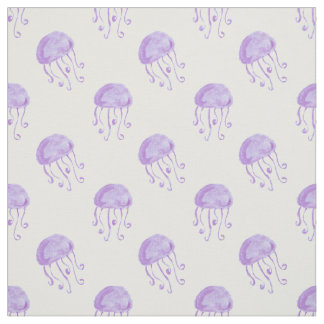 watercolor purple jellyfish beach design fabric