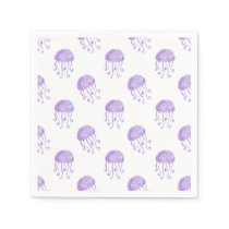 watercolor purple jellyfish beach design napkins