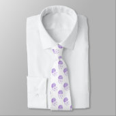 watercolor purple jellyfish beach design neck tie (Tied)