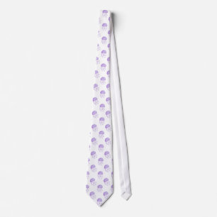 watercolor purple jellyfish beach design neck tie