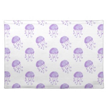 watercolor purple jellyfish beach design placemat