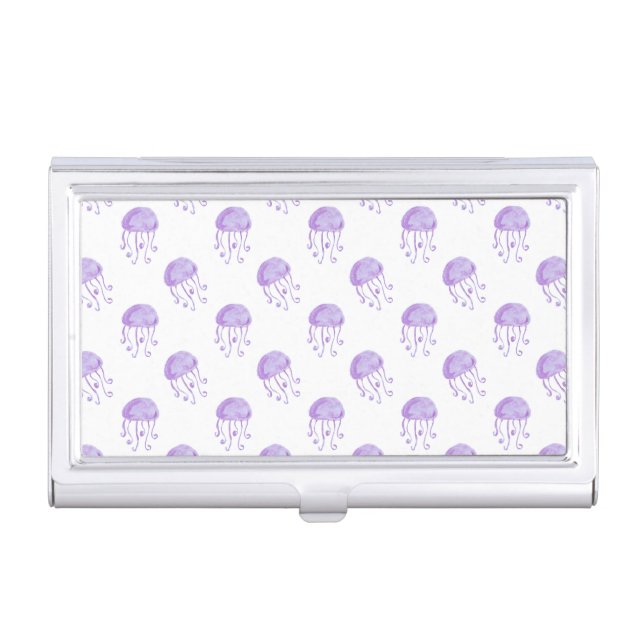watercolor purple jellyfish case for business cards (Front)