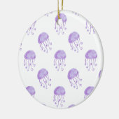 watercolor purple jellyfish ceramic ornament (Left)