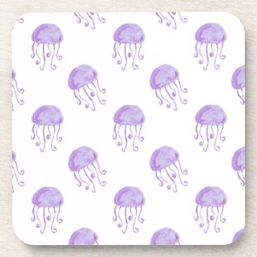 watercolor purple jellyfish coaster