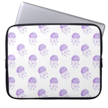 watercolor purple jellyfish laptop sleeve