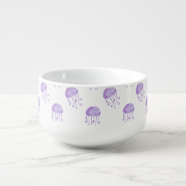watercolor purple jellyfish soup mug (Front)