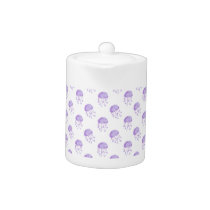watercolor purple jellyfish teapot