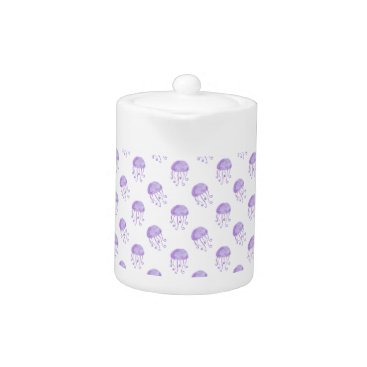 watercolor purple jellyfish teapot