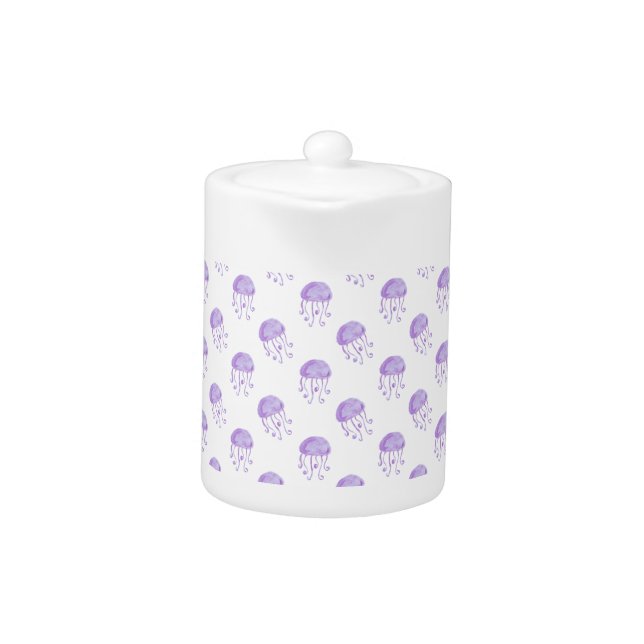 watercolor purple jellyfish teapot (Front)