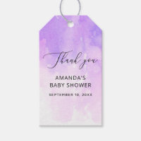 Watercolor purple lavender baby shower thank you gift tags