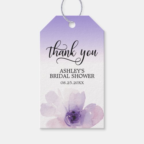 Watercolor Purple Lavender Bridal Shower Thank You Gift Tags