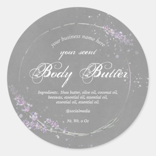 watercolor purple lavender flowers body butter cla classic round sticker