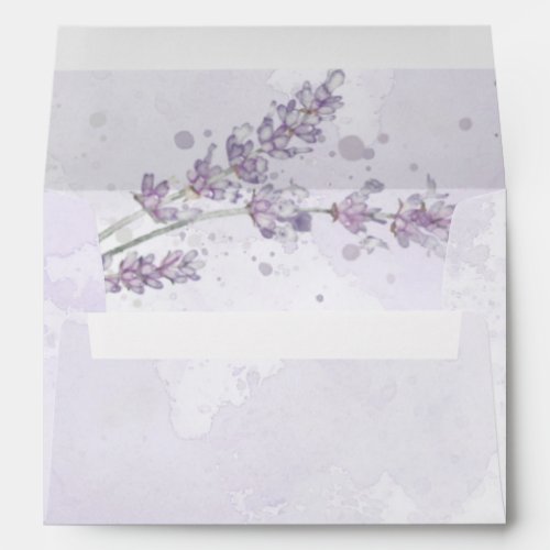 Watercolor purple lavender flowers for 5x7 card envelope