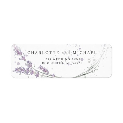 Watercolor purple lavender flowers return label