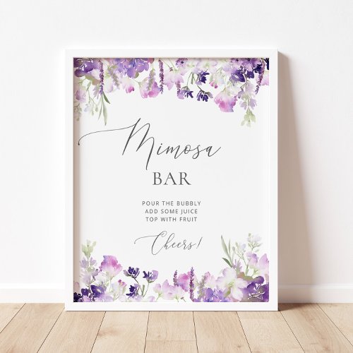 Watercolor purple lavender Mimosa bar Poster
