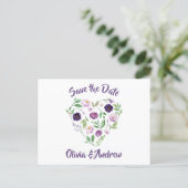 Watercolor Purple & Lavender Roses Save The Date Announcement Postcard (Standing Front)