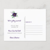 Watercolor Purple & Lavender Roses Save The Date Announcement Postcard (Back)