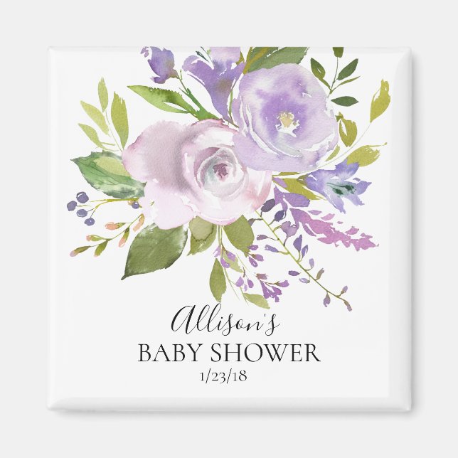 Watercolor Purple Lavender Shower Favor  Magnet (Front)