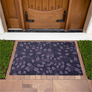 Watercolor Purple Leaves Pattern Doormat