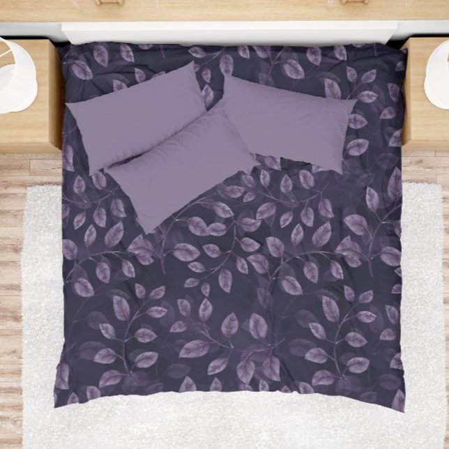 Watercolor Purple Leaves Pattern Duvet Cover (Creator Uploaded)