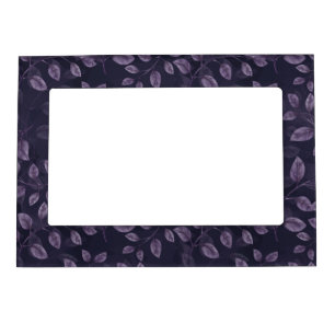 Watercolor Purple Leaves Pattern Magnetic Frame