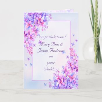 Watercolor Purple Lilac Flower Wedding Card by CreativeCardDesign at Zazzle