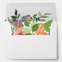 Watercolor Purple Orange Floral Wedding Matching