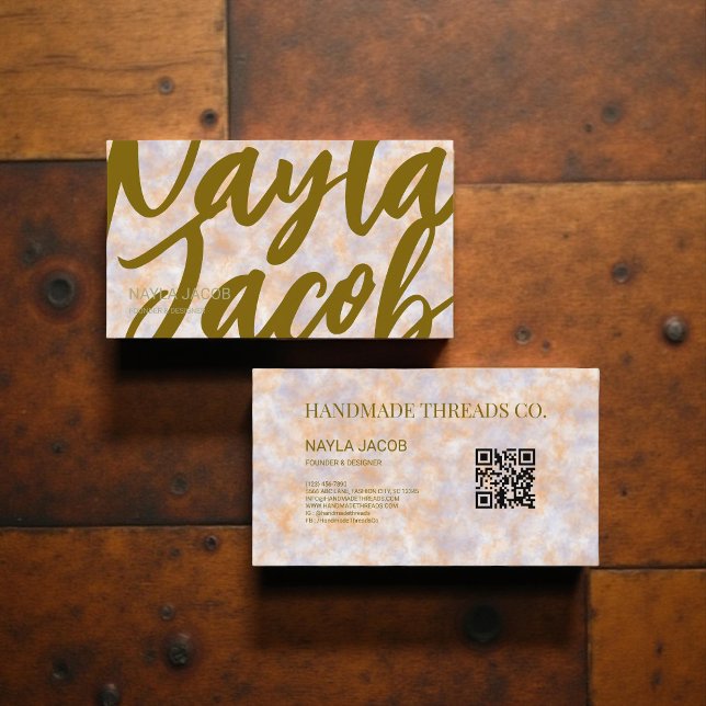 Watercolor Purple & Orange Handmade Clothing  Business Card (Creator Uploaded)