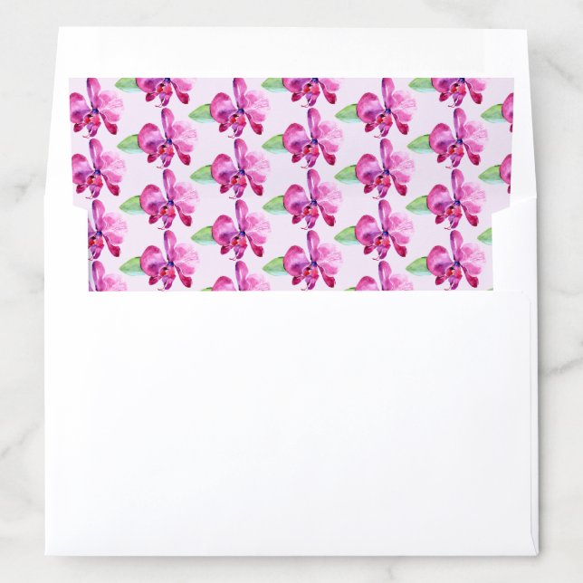 Watercolor Purple Orchid Floral Wedding Envelope Liner (In Envelope)